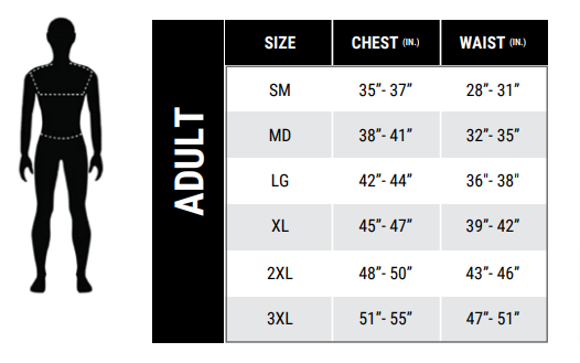 Apparel Size Chart | True Temper Sports